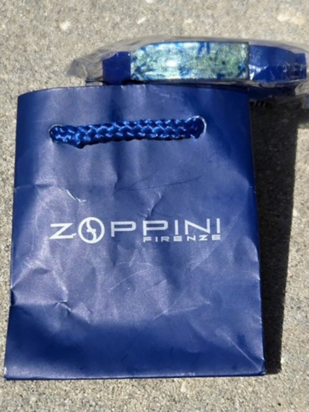 NWT ZOPPINI 90s Blue Enamel 9" adjustable unisex steel & rubber bracelet Italy